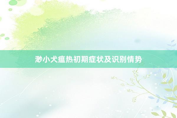 渺小犬瘟热初期症状及识别情势