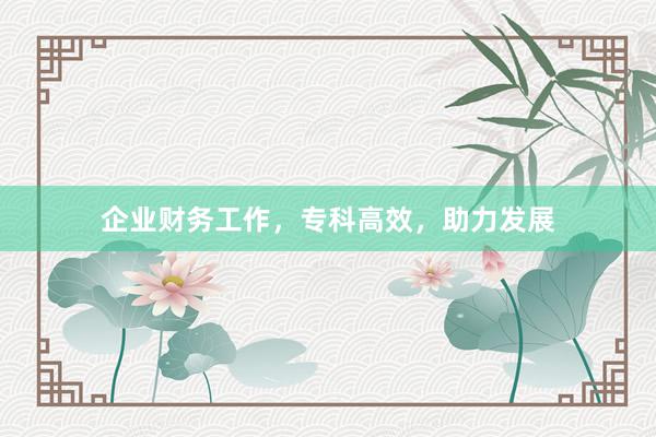 企业财务工作，专科高效，助力发展